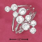  DESIGNER INSPIRED STERLING SILVER DOUBLE ROW CLEAR BEZEL SET CZ BUBBLES RING.