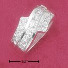 STERLING SILVER CLEAR CZ WAVE BAND BYPASS RING