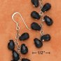 STERLING SILVER MULTI FACETED ONYX BRIOLETTE FRENCH WIRE DANGLE EARRINGS