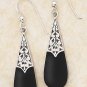 TEARDROP CELTIC FILIGREE AND BLACK ONYX EARRINGS ON FRENCH WIRES