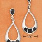 STERLING SILVER TEARDROP POST DANGLE W/ ONYX INLAY
