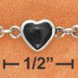 STERLING SILVER 7" REVERSIBLE ONYX HEART LINK BRACELET