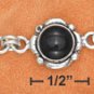 STERLING SILVER 7-7.5" ADJ FLOWER CONCHO ONYX LINK BRACELET