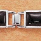 STERLING SILVER 7.5" BEZEL SET EMERALD SHAPED ONYX BRACELET