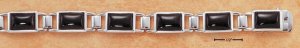 STERLING SILVER 7.5" BEZEL SET EMERALD SHAPED ONYX BRACELET