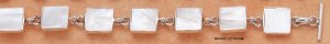 STERLING SILVER 8" SQUARE MOP LINK TOGGLE BRACELET