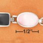STERLING SILVER 7"-8" RECT ONYX & OVAL PINK MOP TOGGLE BRACELET