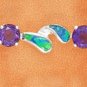 STERLING LAB AMETHYST/BLUE LAB OPAL DOUBLE COMMA LINK BRACELET