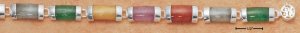 STERLING SILVER 7" NINE RECTANGULAR MULTI COLORED JADE STONES BRACELET