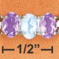 STERLING SILVER 7.5" 24-OVAL STONES (AMETH & BLUE TOPAZ) LINK STYLE BRACELET