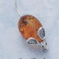 STERLING SILVER MOUSE PIN W/ HONEY AMBER BODY