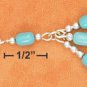 STERLING SILVER 9" LS ANKLET W/ SCATTERED TURQUOISE BEADS & TQ TASSLE