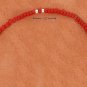 STERLING SILVER 9" SILVER & RED PONY BEAD ANKLET