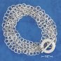 STERLING SILVER ITALIAN  8" 6 STRAND IFLAT CIRCLE TOGGLE BRACELET