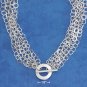 STERLING SILVER ITALIAN RP 16" 6 STRAND FLAT CIRCLE TOGGLE NECKLACE