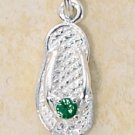 STERLING SILVER MAY CZ BIRTHSTONE FLIP FLOP CHARM
