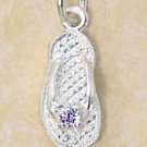 STERLING SILVER JUNE CZ BIRTHSTONE FLIP FLOP CHARM