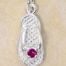 STERLING SILVER JULY CZ BIRTHSTONE FLIP FLOP CHARM