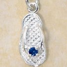 STERLING SILVER SEPTEMBER CZ BIRTHSTONE FLIP FLOP CHARM
