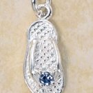 STERLING SILVER DECEMBER CZ BIRTHSTONE FLIP FLOP CHARM