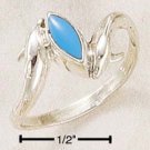 STERLING SILVER DOUBLE DOLPHIN WITH TURQUOISE RING.