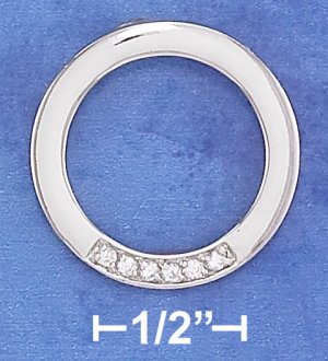 STERLING SILVER HP 23MM OPEN CIRCLE PENDANT W/ 6 CUBIC ZIRCONIA