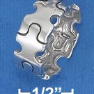 STERLING SILVER HIGH POLISH 8MM WIDE PUZZLE PIECE BAND RING .