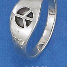 COOL STERLING SILVER HIGH POLISH 8MM TAPERED SINGLE PEACE SIGN BAND.