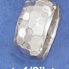  STERLING SILVER   HAMMERED 10MM WIDE WEDDING BAND.