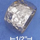   STERLING SILVER  15MM WIDE TAPERED HAMMERED DOME RING.