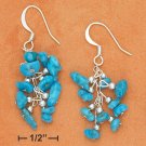 STERLING SILVER SMALL TURQUOISE NUGGET CLUSTER FRENCH WIRE EARRINGS