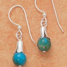 STERLING SILVER ELEGANT TURQUOISE BEAD EARRINGS ON FRENCH WIRES
