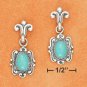 STERLING SILVER FANCY POST W/ OVAL TURQUOISE DANGLE EARRINGS
