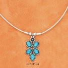 STERLING SILVER 18" 1.5MM COIL NECKLACE WITH 5 TURQUOISE STONE PENDANT