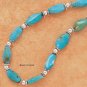 STERLING SILVER 18" TURQUOISE TUMBLE ROCK BEAD NECKLACE