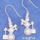 STERLING SILVER HP 26MM TRIPLE PEARL SNOWMAN EARRINGS