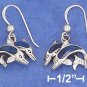 STERLING SILVER 11X16MM DOUBLE JUMPING DOLPHINS W/PAUA SHELL INLAY  EARRINGS.