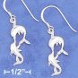 STERLING SILVER HP DC 10X19MM FLAT KISSING DOLPHINS EARRINGS