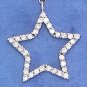 STERLING SILVER CURB NECKLACE W/ CZ STAR PENDANT ADJ 18-20"