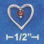 STERLING SILVER RP 18" CABLE CHAIN W/  OPEN HEART & 3MM GARNET NECKLACE