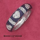 STERLING SILVER PURPLE ENAMEL BAND WITH PAVE CZ INVERTED HEARTS AND STRIPES.   Weight: 4.3 grams.