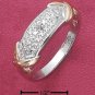  STERLING SILVER  PAVE DIAMOND ACCENT BAND WITH GOLD "X"'S.