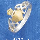 STERLING SILVER AND 14K GOLD CROWN HEART RING