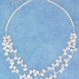 STERLING SILVER 16.5"-18.5" ADJ TWO STRAND WHITE KEISHI PEARL NECKLACE W/ CRYSTALS