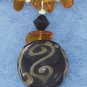 STERLING SILVER 16-18" ADJ AMBER, JET, AUSTRIAN CRYSTAL & GLASS BEAD NECKLACE