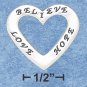 STERLING SILVER "LOVE, BELIEVE, HOPE" TRIO AFFIRMATION OPEN HEART CHARM - 24MM WIDE