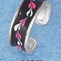 STERLING SILVER HP BLACK ENAMEL TOE RING WITH WAVY LEAVES DESIGN