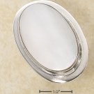 STERLING SILVER EXTRA LARGE BEZEL SET OVAL MOTHER OF PEARL RING
