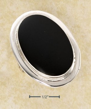 STERLING SILVER EXTRA LARGE BEZEL SET OVAL ONYX RING