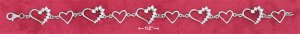 STERLING SILVER RP 7" ALTERNATING OPEN & JOURNEY STYLE HEART LINKS BRACELET